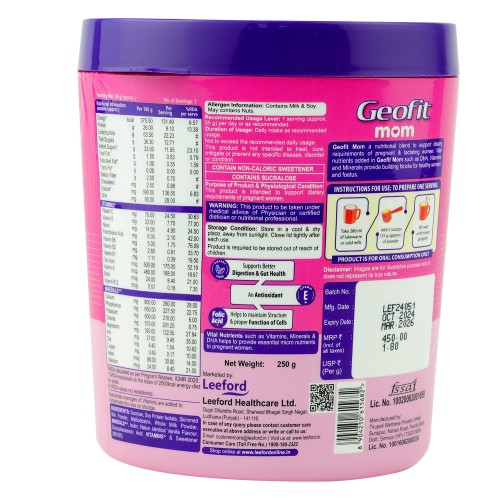 Geofit Vanilla Flavoured Mom Protein Powder for Pregnant Women 250g