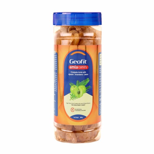 Geofit Chatpata Flavor Amla Candy with Ajwain, Anardana & Jeera, No Added Preservatives For All Age Groups, Boosts Immunity & Supports Digestion - 400g