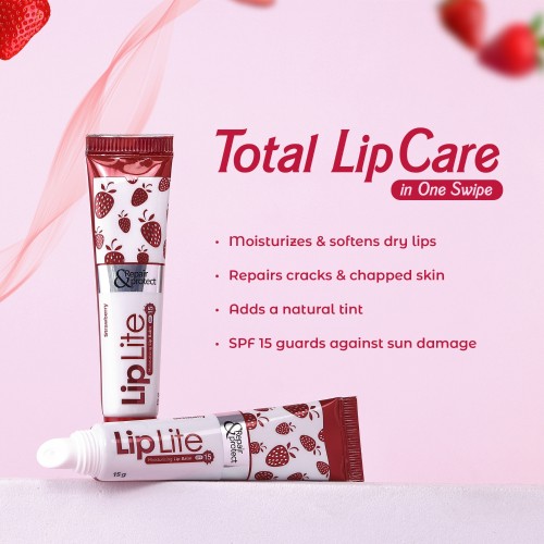 Leeford Lip Lite Lip Balm with SPF-15 Strawberry Flavor, Make Lips Soft & Nourish 15g