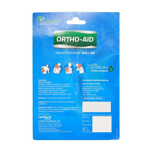Ortho Aid Pain Relief Roll On For Back, Neck, Shoulder & Muscle Pain - 10 ML