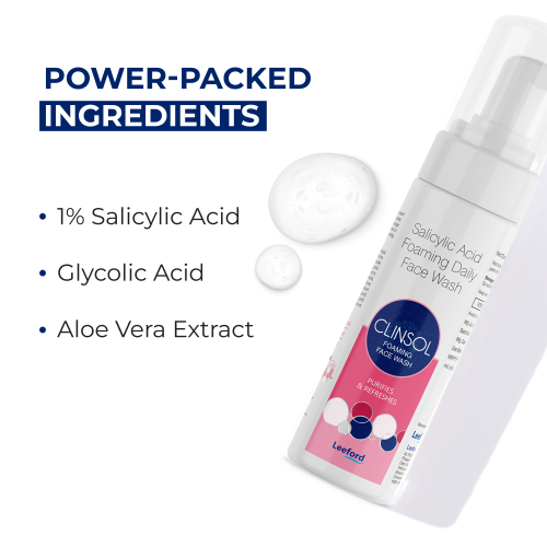 Clinsol Foaming Facewash with Salicylic Acid & Glycolic Acid for Acne Prone Skin- 60ml