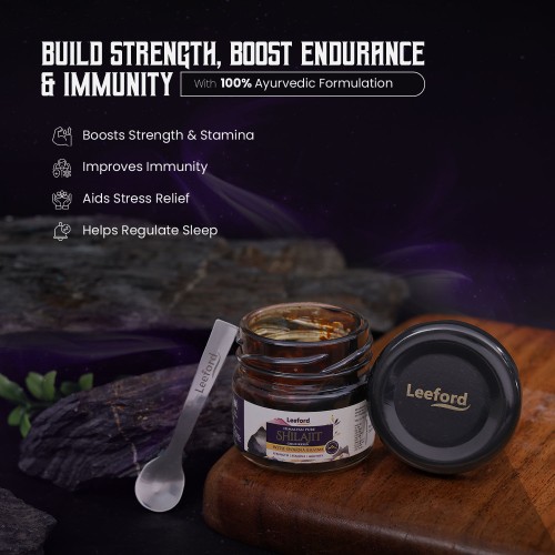 Leeford Himalyan Pure Shilajit Gold Resin with Swarna Bhasma | Helps to Boost Immunity & Provide Strength - 20g