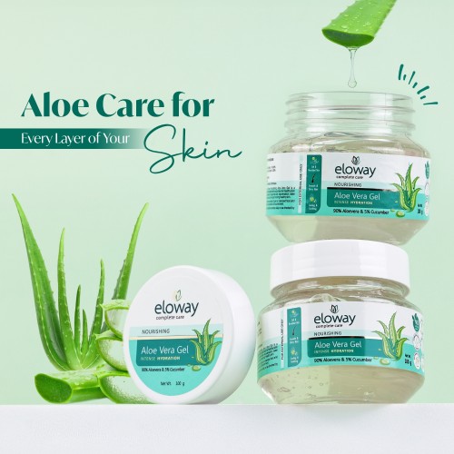 Eloway Transparent Gel With 90% Aloevera & 5% Cucumber Ext. | For Face, Skin & Hair | Paraben & Silicon Free - 100g