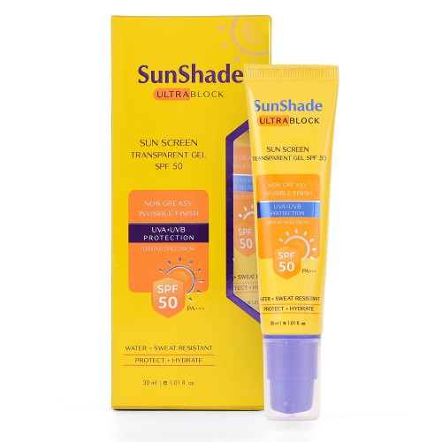 Sunshade Ultra Block Sunscreen Gel SPF-50 with Glycolic Acid | Ultra Matte Finish | Broad Spectrum | UVA+UVB Protection | For all Skin Types - 30ml