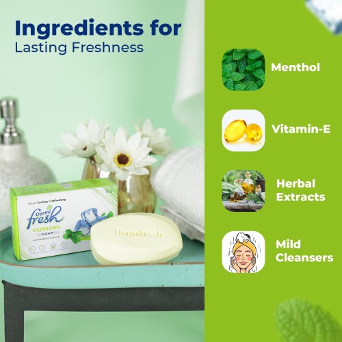 Dermi Fresh Prickly Heat Bathing Soap with Menthol And Vitamin E (75gm Each)
