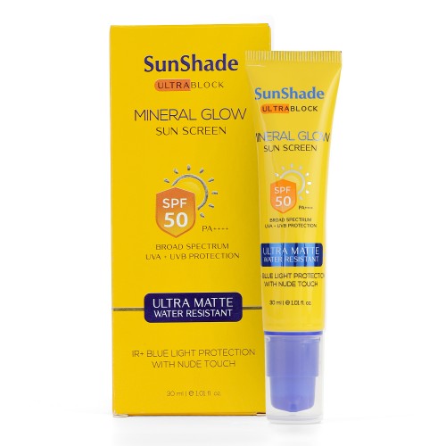 Sunshade Mineral Glow Sunscreen SPF-50 PA+++ Ultra Matte Finish | UVA+UVB & Broad Spectrum Protection, For Women & Men- 30ml