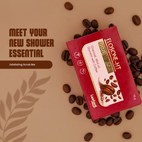 Elosone-HT Scrub Soap 75g – Charcoal, Mint & Coffee for Tan Removal